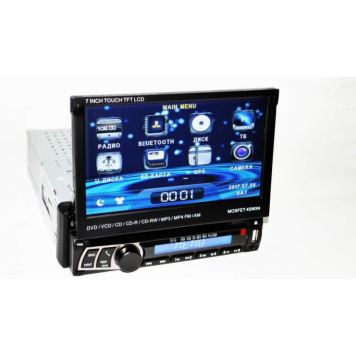 Автомагнитола 1DIN DVD-712 с выездным экраном-0