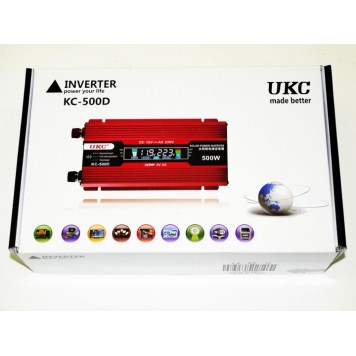 Инвертор преобразователь UKC KC-500D AC/DC с 12 на 220 вольт + LCD 500W-1