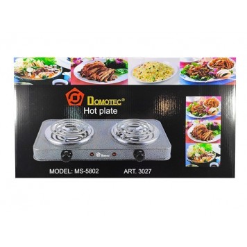 Електрична плита Domotec MS-5802 з двома конфорками 2000W, електроплита-1