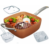 Сковорода фритюрница пароварка Copper cook deep square pan