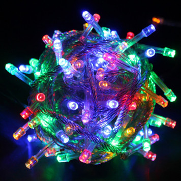 Гирлянда светодиодная 100LED цветная с белым проводом-2
