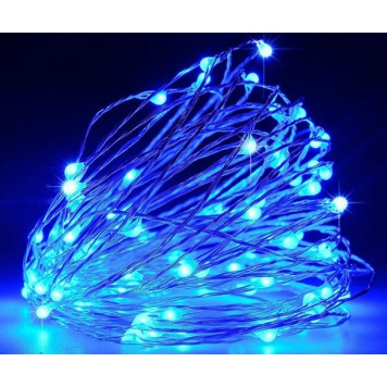 Гирлянда медная проволока RD-7106 100LED Синяя 10 метров -0
