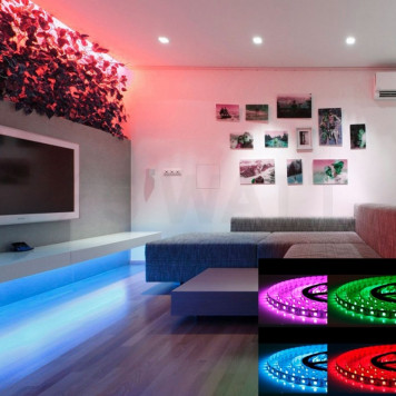 Лента светодиодная 3528 RGB 5м с пультом и блоком питания-4