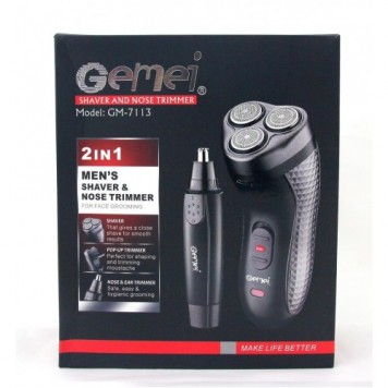 Электробритва Gemei GM 7113 + триммер для носа и ушей-3