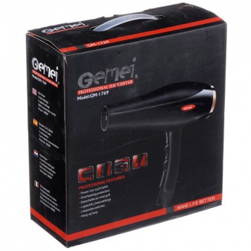 Фен для укладання волосся Gemei GM-1769 1800W-1