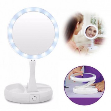Дзеркало світлодіодне з LED підсвічуванням для макіяжу My Fold AWAY MIRROR розкладне кругле-0