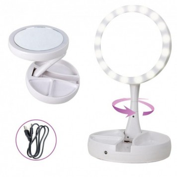Дзеркало світлодіодне з LED підсвічуванням для макіяжу My Fold AWAY MIRROR розкладне кругле-1
