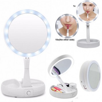 Дзеркало світлодіодне з LED підсвічуванням для макіяжу My Fold AWAY MIRROR розкладне кругле-2