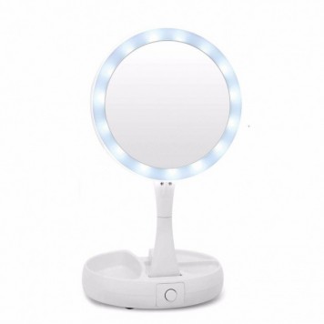 Дзеркало світлодіодне з LED підсвічуванням для макіяжу My Fold AWAY MIRROR розкладне кругле-3