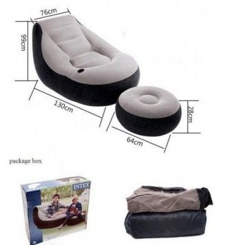 Надувное кресло с пуфом Air Sofa 130x99x76 велюровое-3