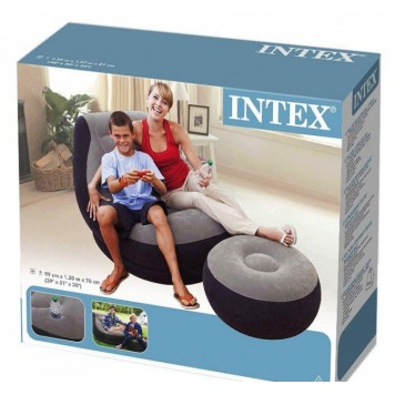 Надувное кресло с пуфом Air Sofa 130x99x76 велюровое-1