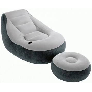 Надувное кресло с пуфом Air Sofa 130x99x76 велюровое-0