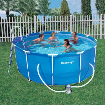 Бассейн каркасный семейный круглый Bestway 56088 366*122см с насосом тентом лестницей и подстилкой-3
