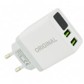 Сетевое зарядное адаптер 3.1A 2 USB c экраном QC03